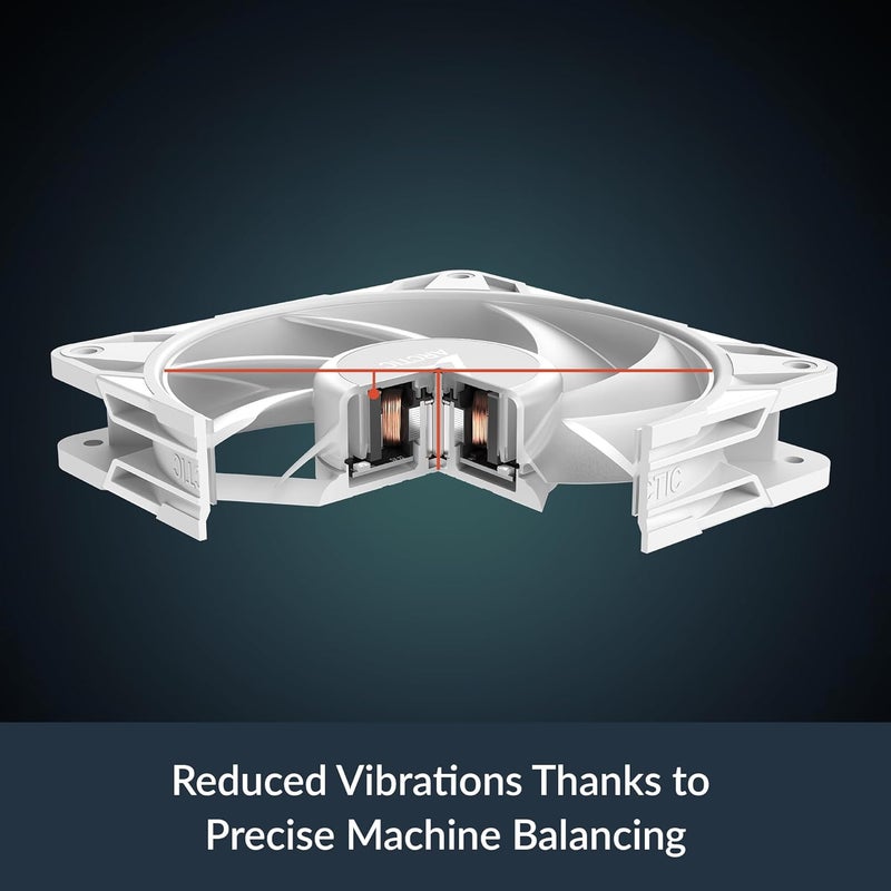 Arctic P12 برو A-RGB (أبيض) - مروحة قوية متميزة، مروحة 120 مم PWM مع موصل Y، 600-3000 دورة في الدقيقة، 0 دورة في الدقيقة <5% PWM، 5V RGB رقمي، تحمل ديناميكي سائل، 4 دبابيس - أبيض - Image 4